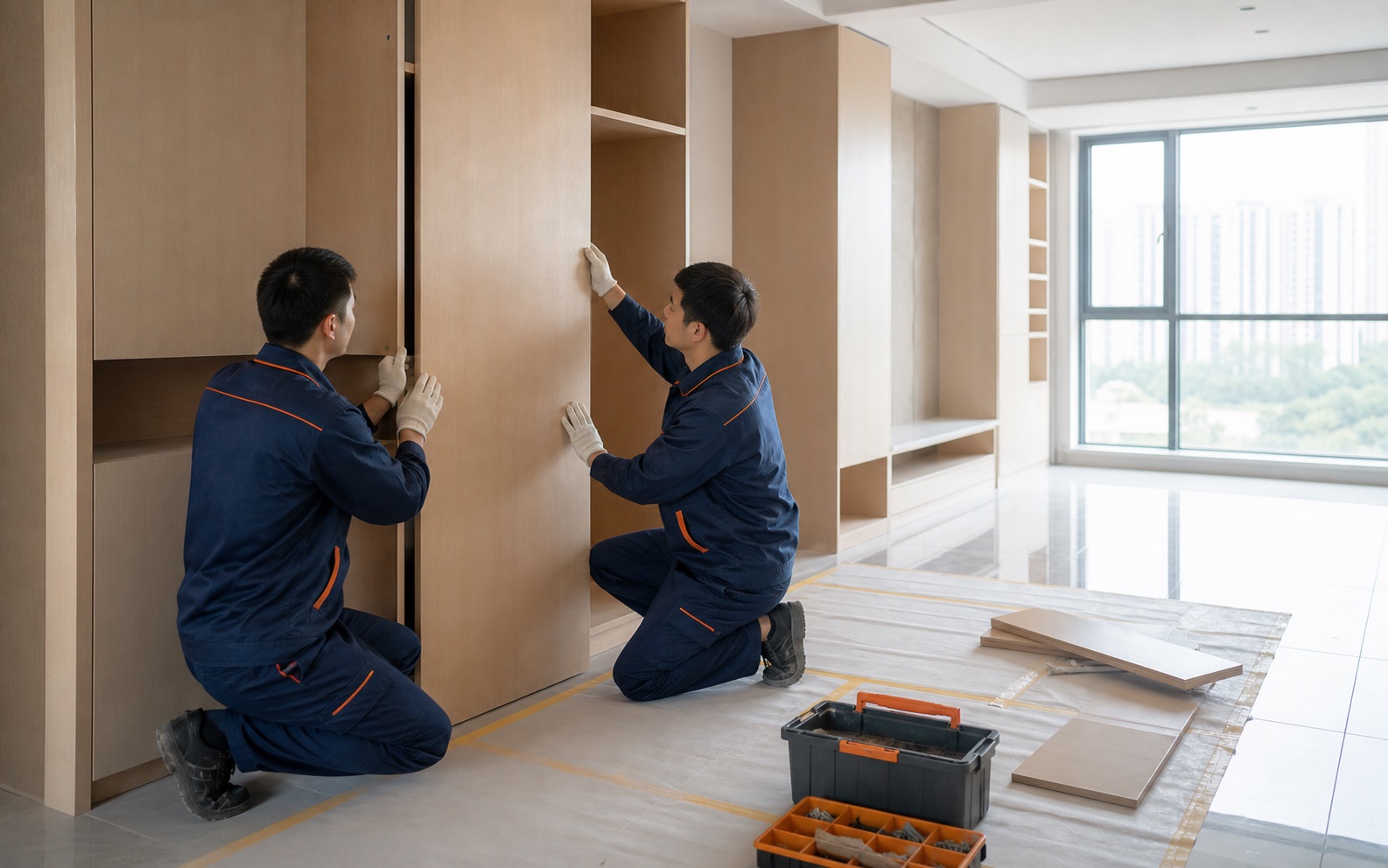 定制柜体入户安装现场